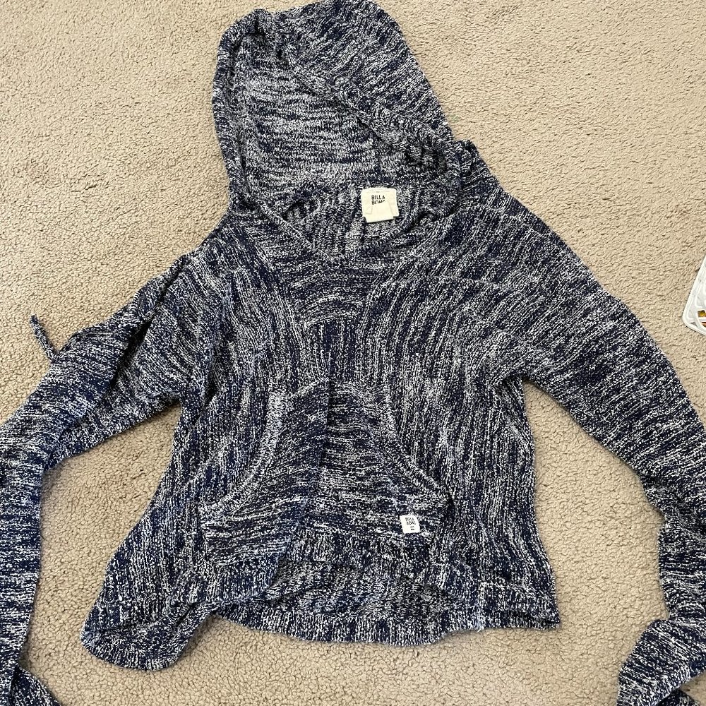 Billabong Blue and White Hooded Sweatshirt